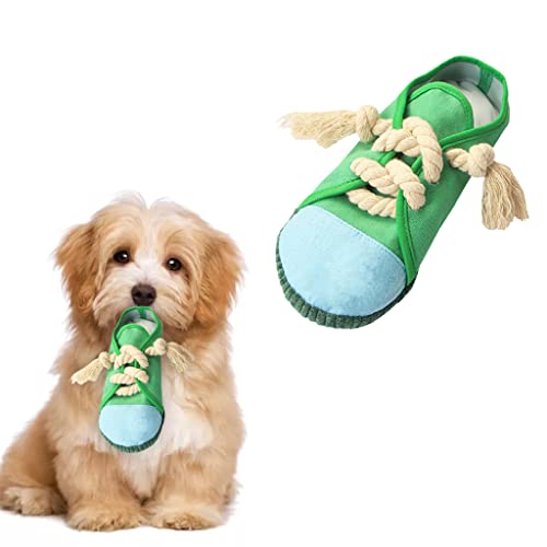 vocheer Dog Chew Toy, Dog Toys to Keep Them Busy Durable Teething Shoe Interactive Squeaky Puppy Toy,Small,Medium Breze, Machine Washable(Green) - color: Green