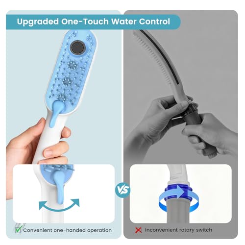 4 Mode Dog Shower Attachment, High Pressure Handheld Sprayer with ON/OFF Switch, 78 Inches Stainless Steel Hose, Diverter, Adhesive Holder, for Indoor/Outdoor Dog Bathing and Cleaning