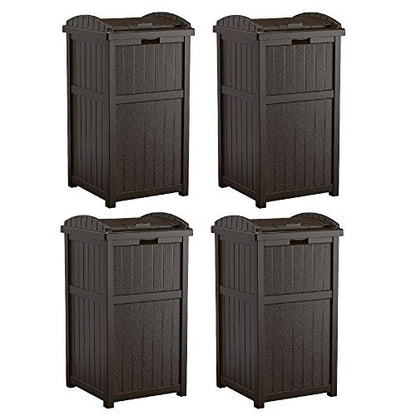 Suncast Trash Hideaway Outdoor Patio 33 Gal Garbage Waste Trash Can Bin (4 Pack) - color: Java Brown, size: 4 Pack
