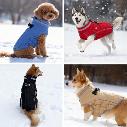 Dog Coat, Warm Dog Winter Coat for Small Dogs, Waterproof Jacket with Harness Built in, Reflective Turtleneck Cold Weather Coats with Zipper,Pet Fleece Vest Snow Jacket, Black XS - color: Black, size: XS