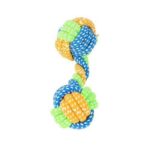 Durable Cotton Rope Dog Toys 7 Piece Set, Tough Chew Knot Balls for Teeth Cleaning, Interactive Tug and Fetch Toys for Small Medium Large Dogs, Indoor Outdoor Play - color: A cotton rope dumbbell