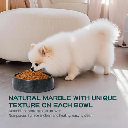 SAMAH Green Marble Dog Bowl, Non-Slip Dog Food Water Bowl, Large Weighted Stone Dish, Natural Marble Heavy Pet Bowl, Easy to Clean, Gifts for Cat Lovers, Perfect Cat Dog Gifts, Holds 6 Cups(6 lbs) - color: Green, size: L