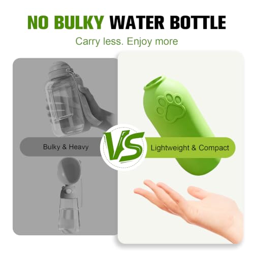 Portable Dog Water Bottle Attachment, Foldable Dog Water Bowl for Walks | Slip-on Silicone Dog Drink Dispenser, Fits Standard Water Bottles,Ideal For Daily Hiking & Travel, Quick Rinse & Easy Setup - color: Green
