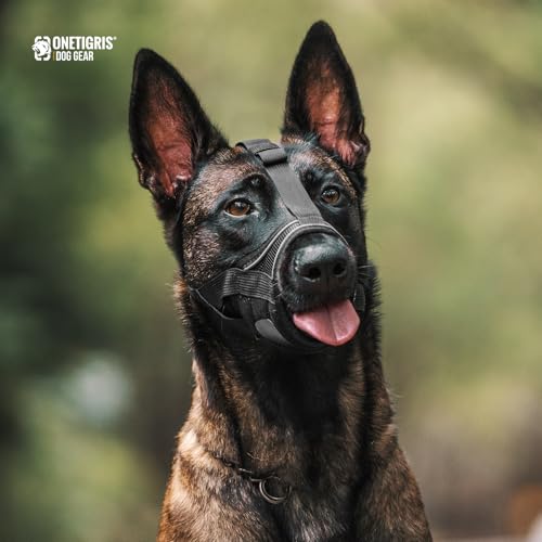 OneTigris Short Snout Dog Muzzle, Small Muzzle for Chihuahua Shih Tzu American Bully Boxer Puppy, Soft Fabric Muzzles for Grooming Vet Visits, Prevent Biting Chewing Fighting(M) - size: M