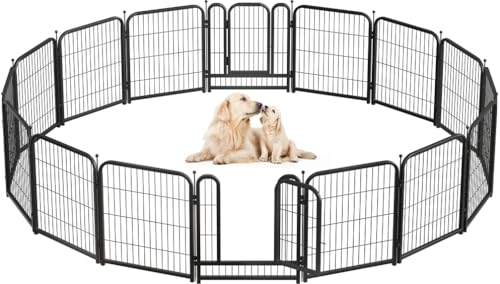 Dog Playpen 8/16 Panels 32" Height Heavy Duty Dog Fence Puppy Pen for Large Medium Small Dogs Indoor Outdoor Foldable Pet Exercise Pen - size: 32"High, style: 16 Panels