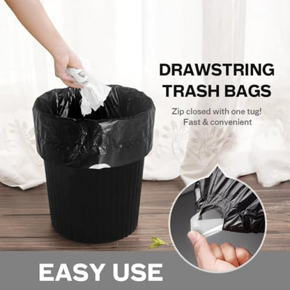 1.3 Gallon 100 Counts Strong Drawstring Trash Bags Garbage Bags by RayPard, 1, 1.2, 1.3 Gal Small Plastic Bags, Trash Can Liners for Home Office Kitchen Bathroom Bedroom, Waste Basket Liners (Black) - style: 100-1.3 Gallon-Black