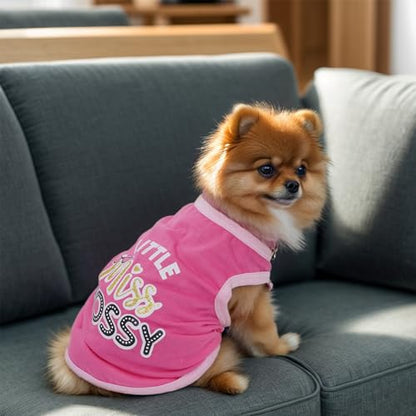 Pistha 4 Pack Dog Shirts Summer Printed Puppy Clothes Cute Sleeveless Pet T Shirts Dog Clothes for Small Medium Dogs Cats Girl(M) - size: Medium