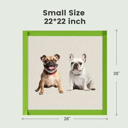 Dog Pee Pads Rugular 22"x22", Thicker ECO Green Small Disposable Puppy Training Pads Super Absorbent Full Edge-Wrapping Pad for Dogs, Puppies, Doggies, Cats-(100 Count) - size: 22"x22"-100 Count