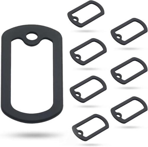 Military Black Dog Tag Silencers 5-Pack, Silicone Noise-Reducing Case, Engraved Dog Tag Holder, Military ID Protector Preventing Noise and Scratches (Black-B)