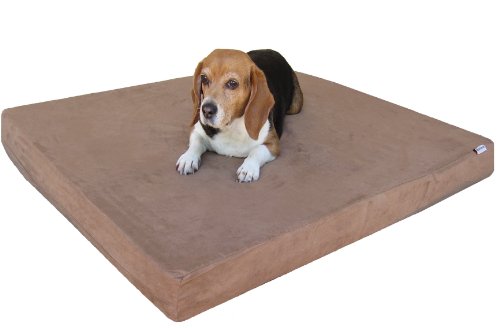 Dogbed4less Medium Large Orthopedic Gel Infused Memory Foam Dog Bed, Waterproof Liner and Washable Microsuede Brown Cover - color: Microsuede in Brown, size: Large 37" Length X 27" Width