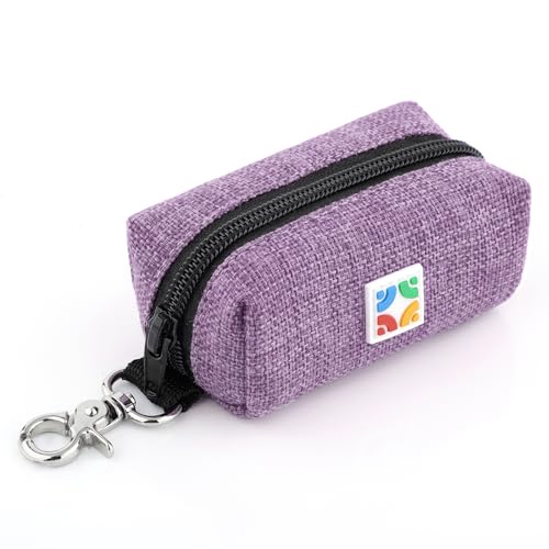 Hemp Dog Poop Bag Holder for Leash — Eco-Friendly Dog Waste Bag Dispenser, Sustainable Natural Hemp Fabric, Attaches to Any Leash, Belt or Backpack (Lavender, Single) - color: Lavender, size: Single