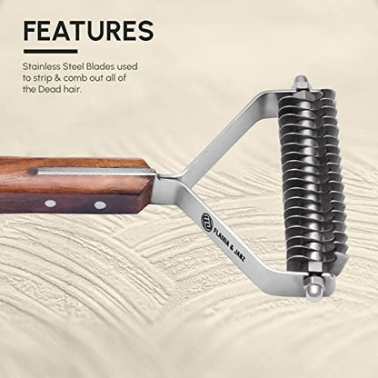 Flamia & Jabz Undercoat Rake for Dogs & Cats, Dematting Grooming Stripper Tool (18 Blades) - size: 18 Blades