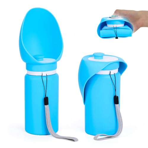 Portable Collapsible Dog Water Bottle - 550ml, Large Wide-Mouth Drinking Bowl, Ideal for Small and Large Dogs on Walks and Outdoor Activities (Blue) - color: Blue