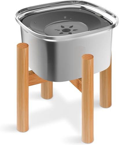 Decflow 3L Elevated Dog Water Bowl, Stainless Steel Raised Food Dispenser with Stand, Large Capacity No Spill Dog Water Bowl for Small, Medium and Large Dogs - color: Grey