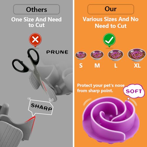 Slow Feeder Dog Bowls Insert, Animire Soft Silicone Slow Eating Dog Food Bowl for Small, Medium and Large Dogs, Compatible with Regular and Elevated Bowls - color: Purple, size: M