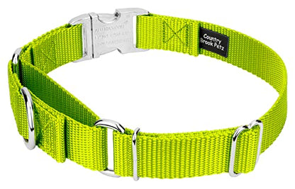 Country Brook Petz - Martingale Dog Collar - Heavy Duty Nylon Adjustable Martingale Dog Collar with Premium Buckle for Small Medium Large Breeds (5/8 Inch, Extra Small, Hot Yellow) - color: Hot Yellow, size: Extra Small (Pack of 1)