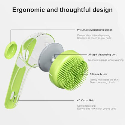 Dog Bath Brush – Shampoo Scrubber, Built-In Soap Dispenser Tool, Gentle Silicone Massage Design, Effective Washer, Easy Grip Cleaning Accessory | Dog bathing time, long haired puppy wash
