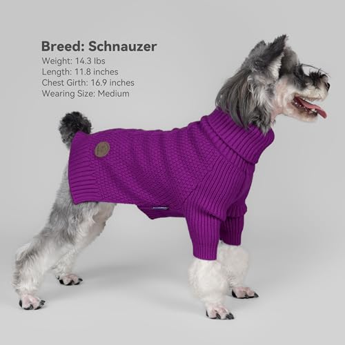cyeollo Dog Sweater Pullover Turtleneck for Dogs Girl, Classic Knitwear Fall Winter Cold Weather Doggie Clothes Warm Pet Apparel Small Dog Sweaters, Purple S - color: Purple, size: Small