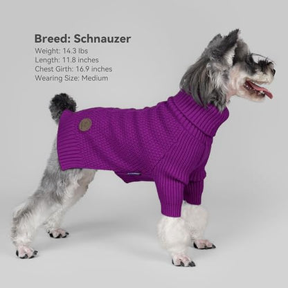 cyeollo Dog Sweater Pullover Turtleneck for Dogs, Classic Knitwear Fall Winter Cold Weather Doggie Clothes Warm Pet Apparel Small Dog Sweaters, Purple M - color: Purple, size: Medium