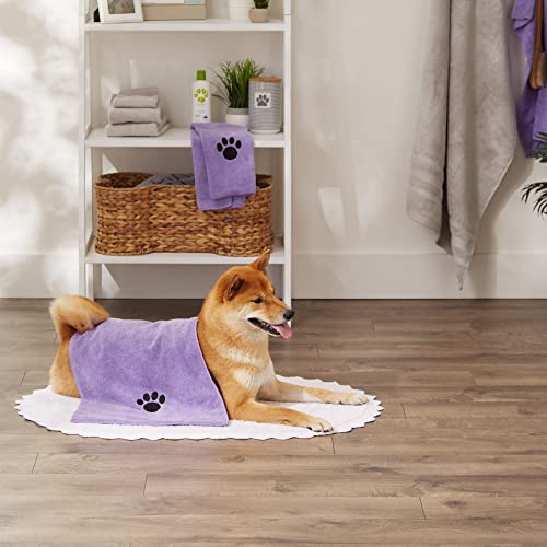 Bone Dry Pet Grooming, Embroidered Microfiber Towel Drying Collection, 15x30, Lavender - color: Lavender, size: 15x30"