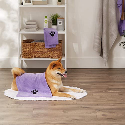 Bone Dry Pet Grooming, Embroidered Microfiber Towel Drying Collection, 15x30, Lavender - color: Lavender, size: 15x30"