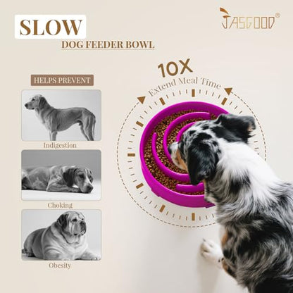 JASGOOD Slow Feeder Dogs Bowl for Large Medium Dogs,Anti-Gulping Pet Slower Food Feeding Bowls Stop Bloat,Preventing Choking - color: F-Purple