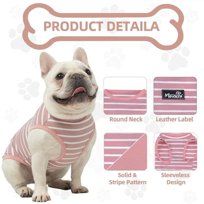 MIHACHI Dog Shirts Cotton Striped T-Shirt, Summer Pet Clothes for Small Dogs, 2-Pack Soft Puppy Apparel Cat Tee, Sleeveless Lightweight, Quick Dry, Breathable,Stretchy, Pink S - color: Pink, size: Small