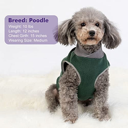 cyeollo 2 Pack Dog Sweaters Stretchy Fleece Sweatshirt with Reflective Stripe Pullover Stretchable Sweater Dog Clothes for Small Puppy Dogs, Green & Grey S - color: Green & Grey, size: Small