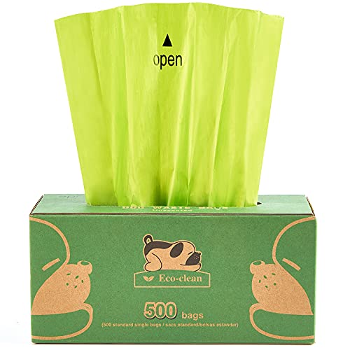 ECO-CLEAN Dog Poop Bags, 500 Count, Leak-Proof, Earth-Friendly, Tissue-Style Dispensing, Big Enough for All Pet Size, Keep Your Hands Safe - color: Green
