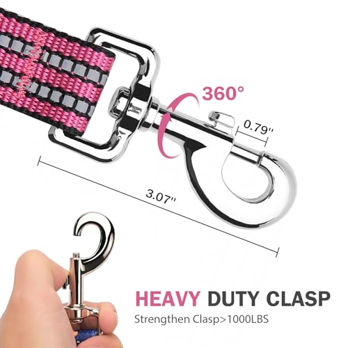 Hikiko Heavy Duty Dog Leash Strong Two Padded Soft Handles Dog Leash for Medium and Large Dogs (Pink,4FT) - color: Pink, size: 1 in x 4 ft