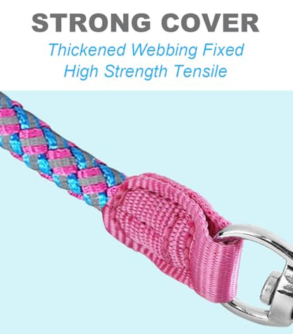 2/3/4/6/10 Foot Reflective Dog Leash Strong Nylon Rope Braided Heavy Duty for Large Medium Small Dogs Walking Training Leads (Pink, 2ft * 1/2") - color: Pink, size: 2ft * 1/2"