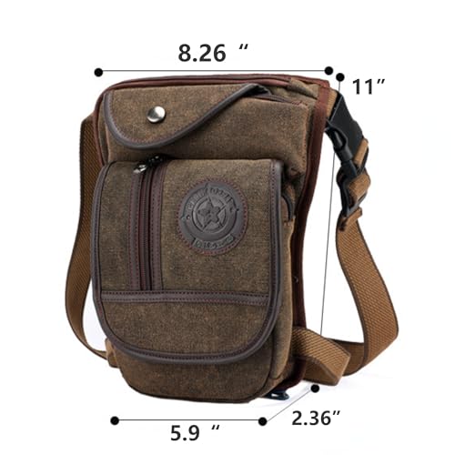Canvas Drop Leg Bag Outdoor Waist Pack for Men Women Tactical Military Motorcycle Bike Cycling Multi-Pocket Waist Fanny Pouch Travel Hiking Climbing Thigh Bag Pocket - color: Brown