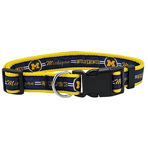 COLLEGE MICHIGAN WOLVERINES Dog Collar, Large, Model: MI-3036-LG - color: Michigan Wolverines, size: Large