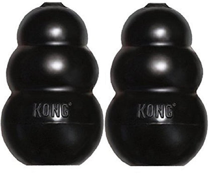 Kong Extreme Dog Toy 2-Pack, Large - Tough Chew Toys for Aggressive Chewers - Black Durable Rubber