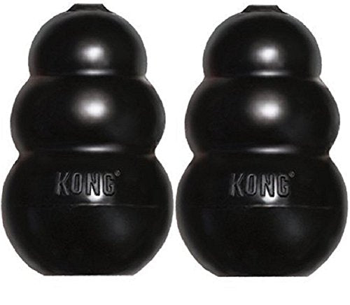 Kong Extreme Dog Toy 2-Pack, Large - Tough Chew Toys for Aggressive Chewers - Black Durable Rubber