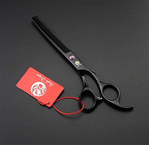 Purple Dragon Professional 7.0 inch 4PCS Pet Grooming Scissors Kit Japan Premium Steel Straight, Curved & Thinning Blade Dog Hair Cutting Shears Set with Case - color: Matte Black