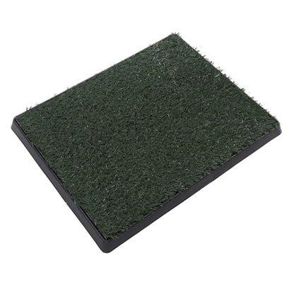 Dog Grass Pee Pads, Reusable Artificial Grass Potty Tray with 3 - Layer Drainage System, Easy to Clean Indoor Puppy Training Mat for Small Dogs, Includes Baffle and Tray (S) - size: S