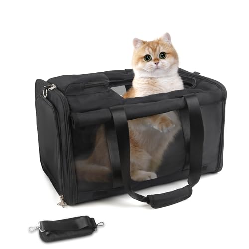 Pet Carrier for Large Cats, Soft Cat Carrier for Medium Big Cats and Puppies up to 20lbs, Washable Dog Carrier 18" L x 11.8" W x 11.8” H for Traveling Home and Outdoor