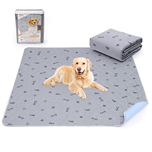 Pee Pads for Dogs Washable,34x52 Reusable Puppy Pads, Absorbent Whelping Pads with Bone Print, Non-Slip Waterproof Pet Training Pads for Couch, Crate, Potty Training - size: 34X52" (Pack of 1)