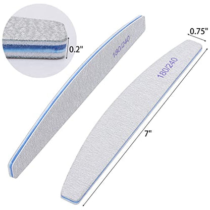 25 Pieces 180/240 Grit Nail Files for Natural Nails, Fingernail Files Double Sided Emery Boards for Nails - size: 25 Count(180/240 Grit)