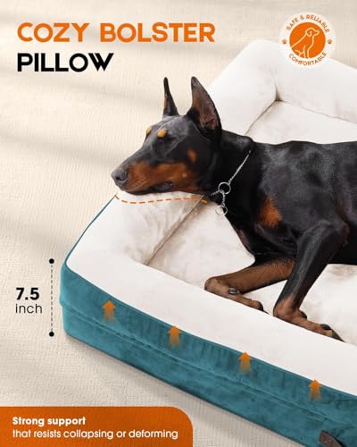 Upvilla XXL Orthopedic Dog Bed, Four-Sided Cushioned Egg-Shaped Foam Dog Sofa, Waterproof Removable Cover, Pet Sofa Bed with Non-Slip Base, Giant Dog Bed,Blue - color: Blue, size: 54"l X 36"w X 7.5"th