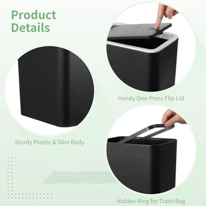 Dog Waste Bin with Lid, 3.2 Gal/12 L Pet Poop Container, Includes 50 Waste Bags, Slim Rectangular Indoor Outdoor Trash Can for Garage, Garden, Living Room