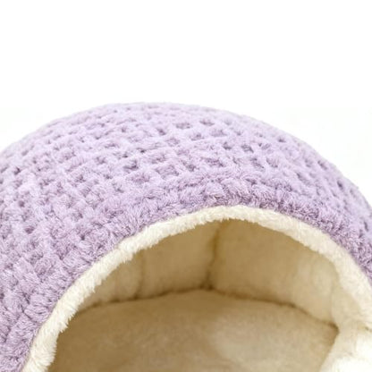 Covered Cat Bed | Comfortable Anti-Slip Small Warming Dog Bed | Calming Nest Covered Kitten Cave | for Home Dorm Bedroom Living Room Balcony - color: Purple