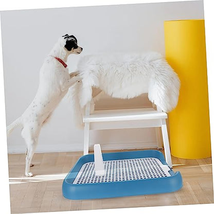 UKCOCO Plastic Dog Potty Trainer Tray with Raised Edges and Leak Design for Indoor Use Lightweight Portable Puppy Toilet with Special Column for Toilet Training and Safety Suitable for