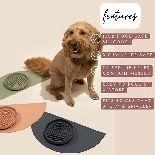 Should We Go? Waterproof Silicone Dog Food Mat – Medium Size Non-Slip Pet Bowl Mat, Raised Edge Design, Easy-to-Clean Pet Food Placemat for Dog & Cat Bowls, 21" Across x 10.5" Deep - Terracotta - color: Terracota, size: Medium