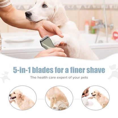 5 in 1 Fine Replacement Blades Compatible with Wahl Bravura Clipper Chromado，Creativa，Figura Dog Clippers for Dogs Grooming （for Larger Animals） - color: Grey-4