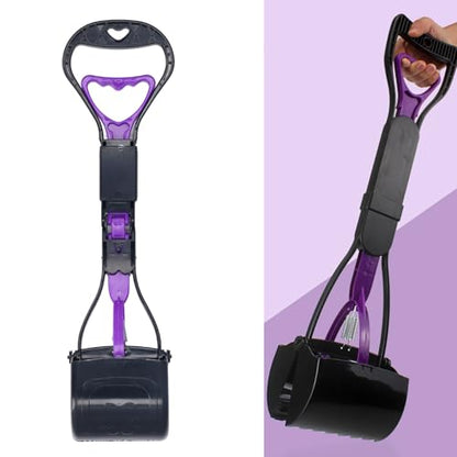 Dioche Long Handle Dog Poop Scooper, Sturdy and Reusable Pooper Scooper with Large Toothed Bite Mouth, Easy to Clean Up Pet Feces, Prevents Touch with Feces for Cleanliness and,