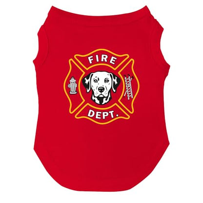 Firefighter K9 Fire Dept Dog Tee Shirt | Sleeveless Breeds | Firehouse | Rescue Squad | Halloween Costume | First Responder | Dalmation |Red, 5X-Large 1380 - color: Red, size: 5X-Large (55-80 lbs)