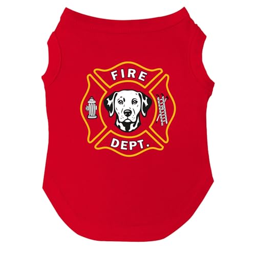 Firefighter K9 Fire Dept Dog Tee Shirt | Sleeveless Breeds | Firehouse | Rescue Squad | Halloween Costume | First Responder | Dalmation |Red, 3X-Large 1380 - color: Red, size: 3X-Large (30-40 lbs)