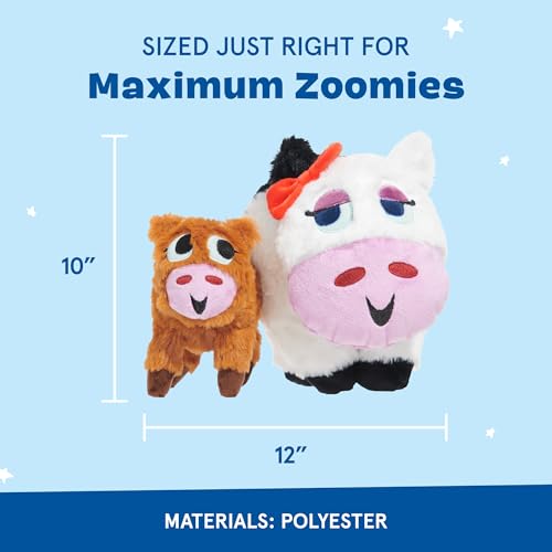 BarkBox Bertha the Cow Dog Toy | XL Plush Rip & Reveal Toy with 2 Squeakers, Bungee Calf, Treat Hiding & Crinkle | for Dogs - color: Bertha the Cow